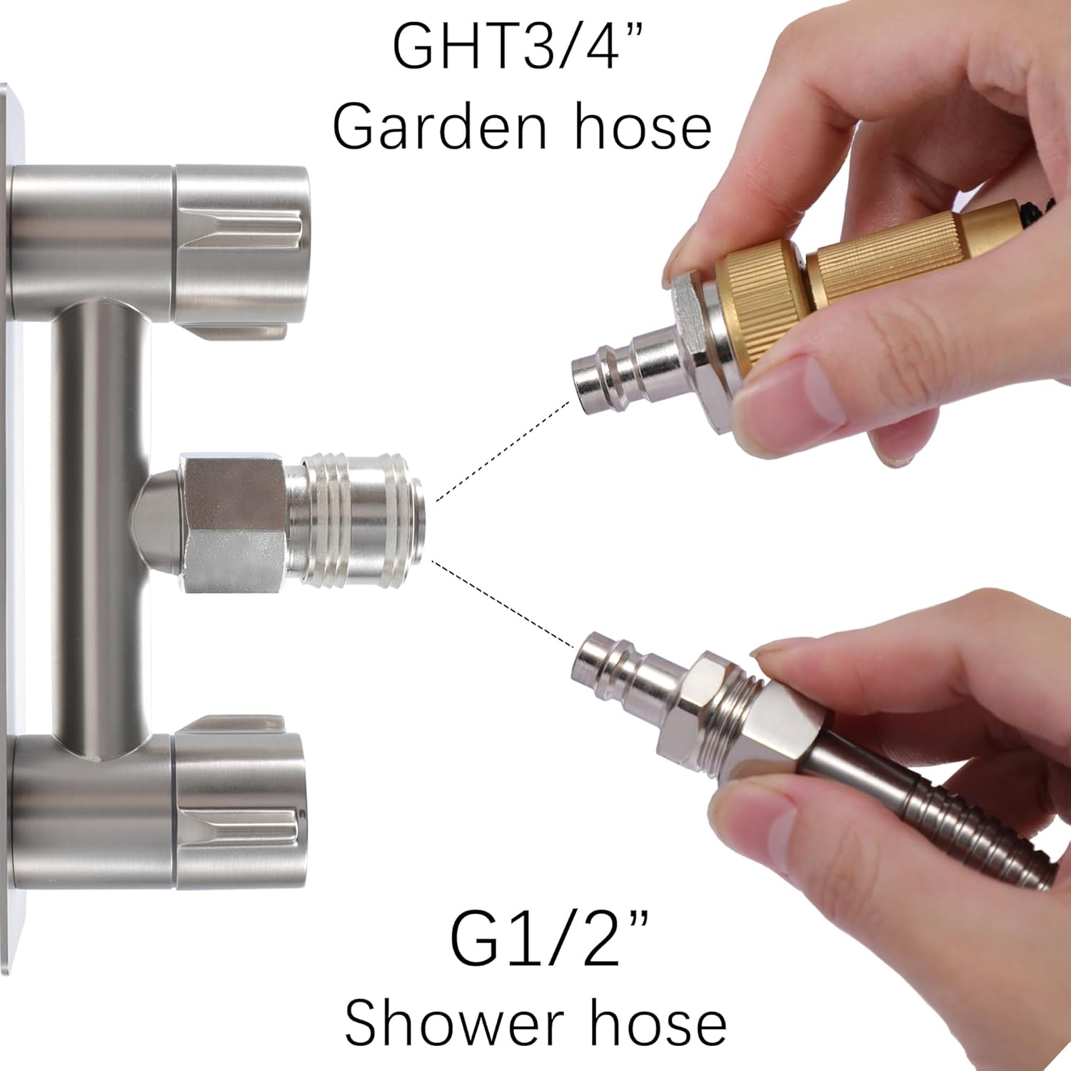 All Metal RV Exterior Shower Faucet,4" RV Shower Faucet Replacement,Rv outside Shower Valve Kit,Camper Shower Faucet Valve with Quick Connect,Rv Exterior Sprayer Faucet (Brushed Nickel) image number 3
