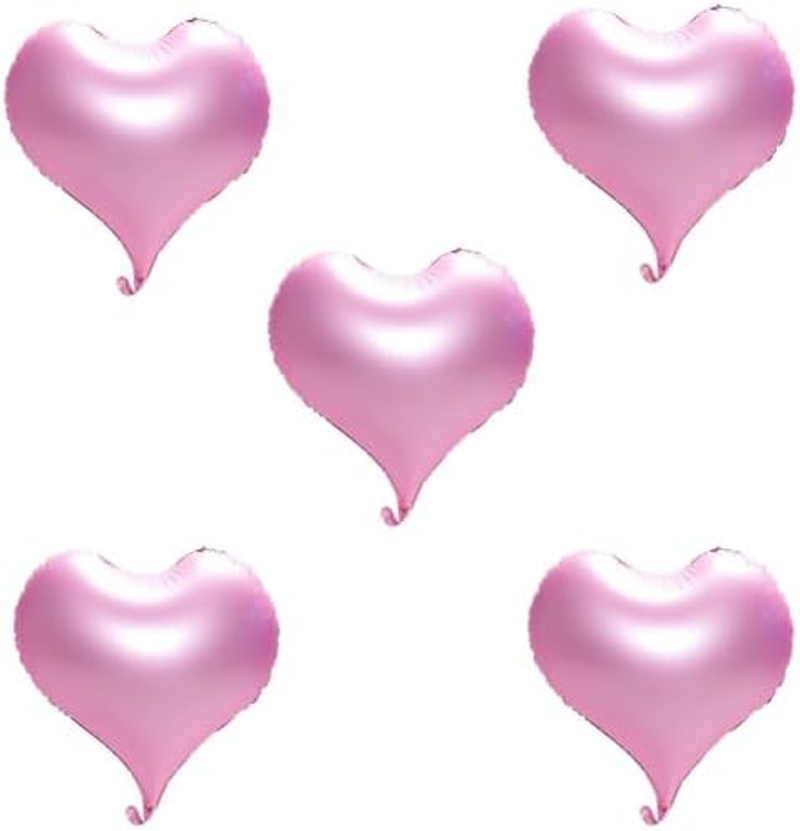 5Pcs 24 Inch Heart Foil Balloon for Valentine'S Day Decoration - Romantic Decor (Red)