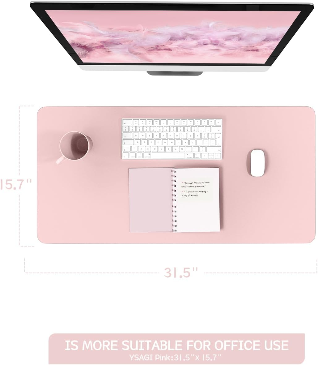 Non-Slip Desk Pad,Mouse Pad,Waterproof PVC Leather Desk Table Protector,Ultra Thin Large Desk Blotter, Easy Clean Laptop Desk Writing Mat for Office Work/Home/Decor(Pink, 31.5" X 15.7") image number 4