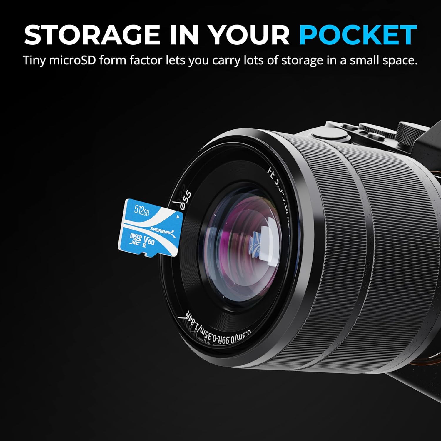 SABRENT Rocket V60 Microsdxc Memory Card | 512GB, V60 Specification, 8K Video, A1, UHS-II Compatible (SD-MT60-512GB) image number 2