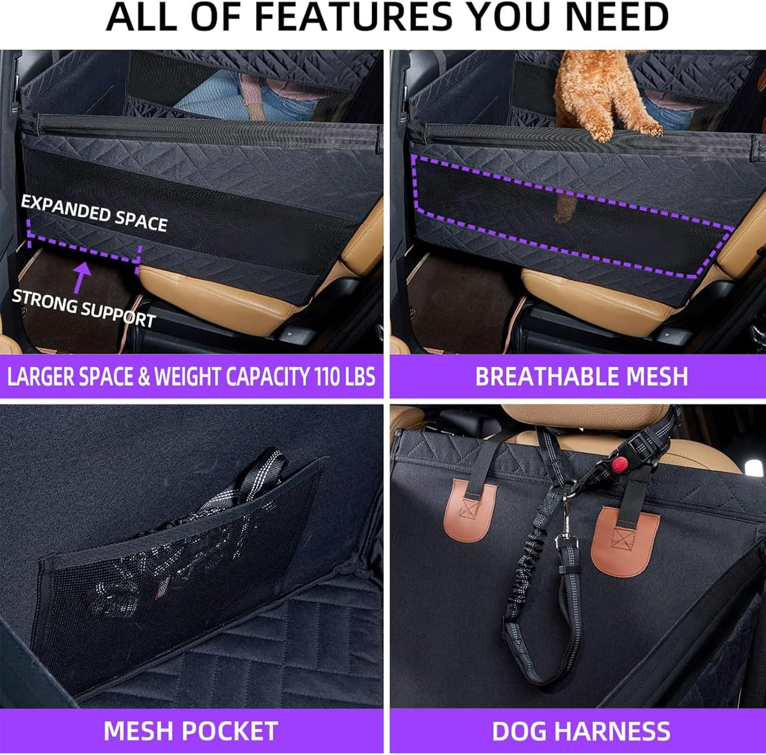 Dog Car Seat for Large Dogs Back Seat Extender Cover Pet Car Seat SUV Truck Medium Small Dogs image number 1