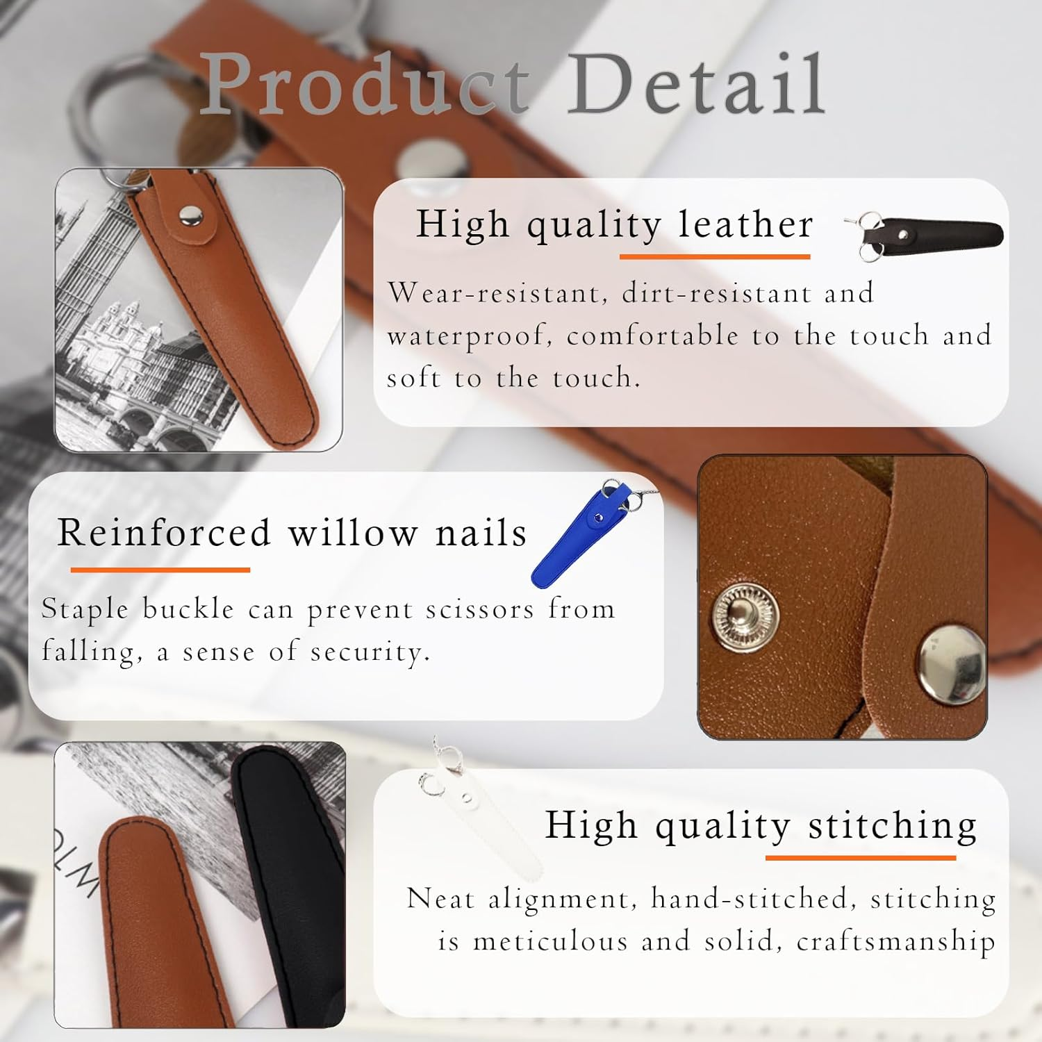 Pack of 4 Scissors Sheath, Salon Hair Scissor Bag, Professional PU Leather Scissors Bag, Portable Scissors Bag, Four Colours, for Storing Single Scissors, Hairdressing Scissors Professional image number 3