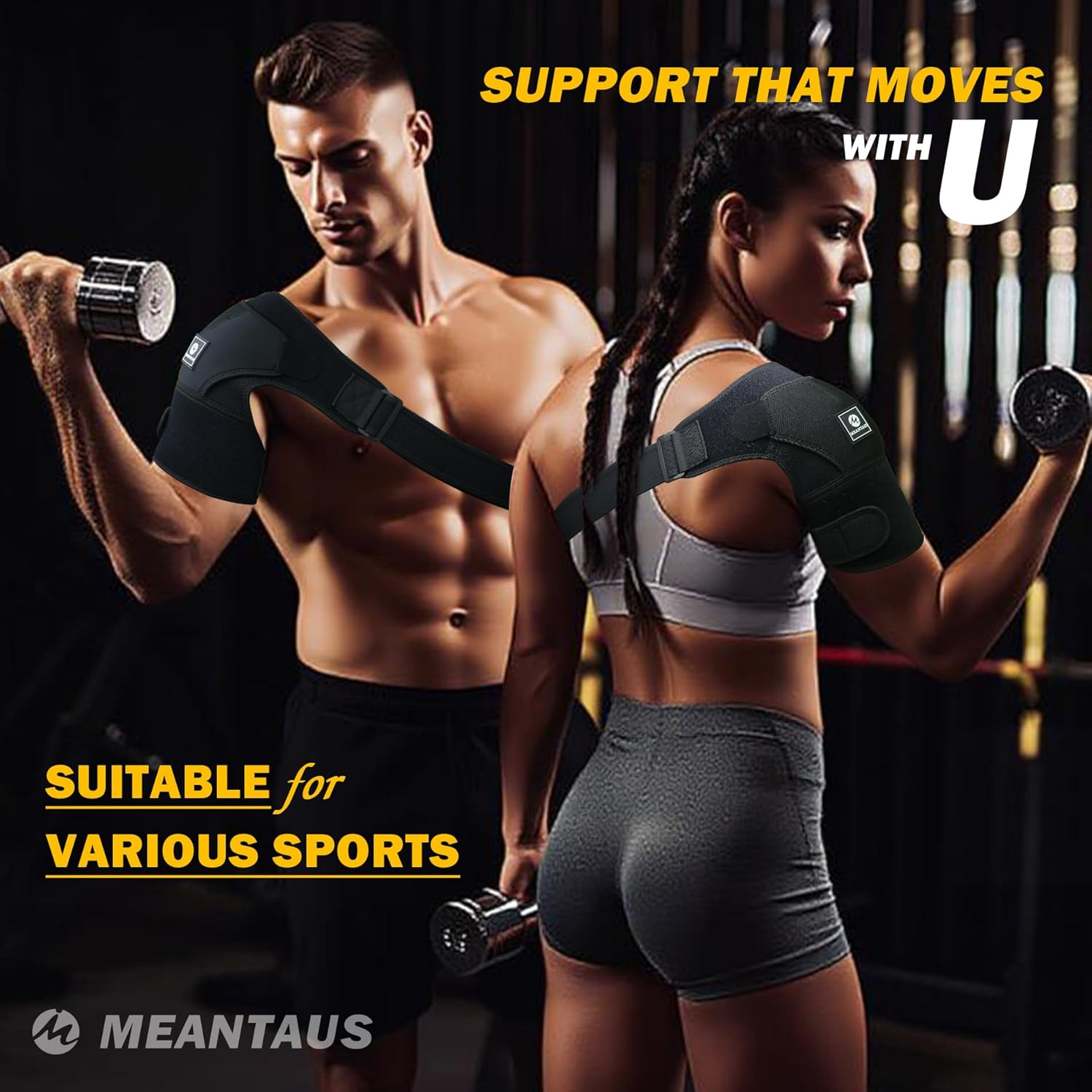 MEANTAUS Shoulder Brace Support for Pain Relief, Neoprene Rotator Cuff Compression Sleeve, Adjustable Shoulder Stabilizer for Men & Women, Sports, Injury Recovery, Left & Right Arm, Black (M) image number 6
