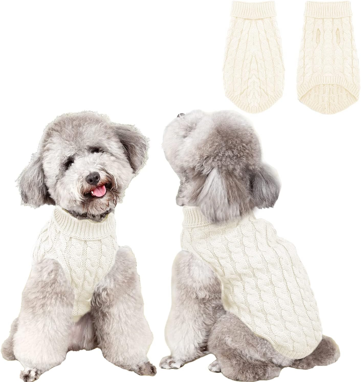 Dog Sweaters for Medium Small Dogs, Cat Sweater Dog Clothing Dog Jumper Puppy Turtleneck Knitted Dog Outfit Pet Twist Striped Vest Cute Warm Winter Clothes for Chihuahua, Dachshund (Light Pink, L) image number 4