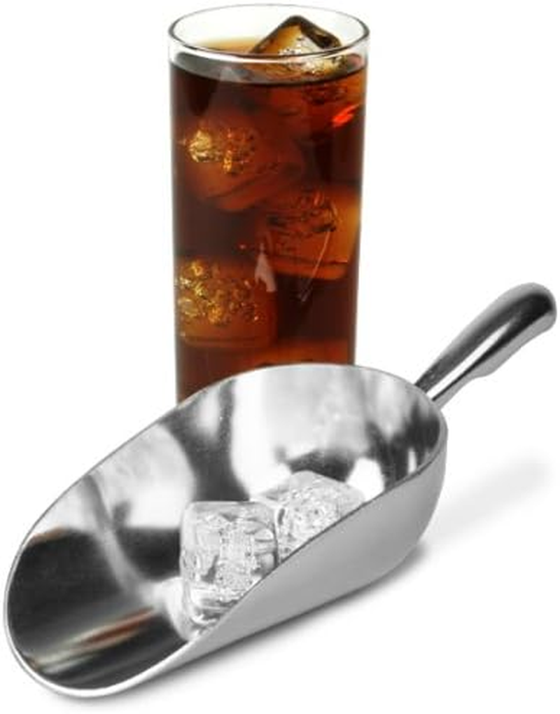 Ice Cube Endurance Scoop, Cast Aluminum Shovel Scoops Kitchen Utility Scoops Set Contoured Handle, Ideal for Ice Cube Coffee Bean Food Candy Flour Popcorn Rust Free, Solid & Dishwasher Safe - 12 Oz