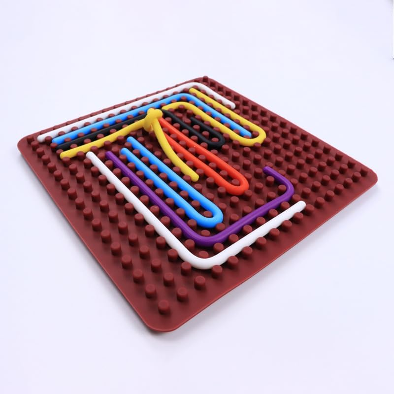 Silicone Sensory Activity Board,Double Side Calm down Fidget Toy, Activities for Travel,Silent No Mess,Anxiety Relief Stress,Portable with Travel Bag and 11 Silicone Stick (Reddish-Brown) image number 1