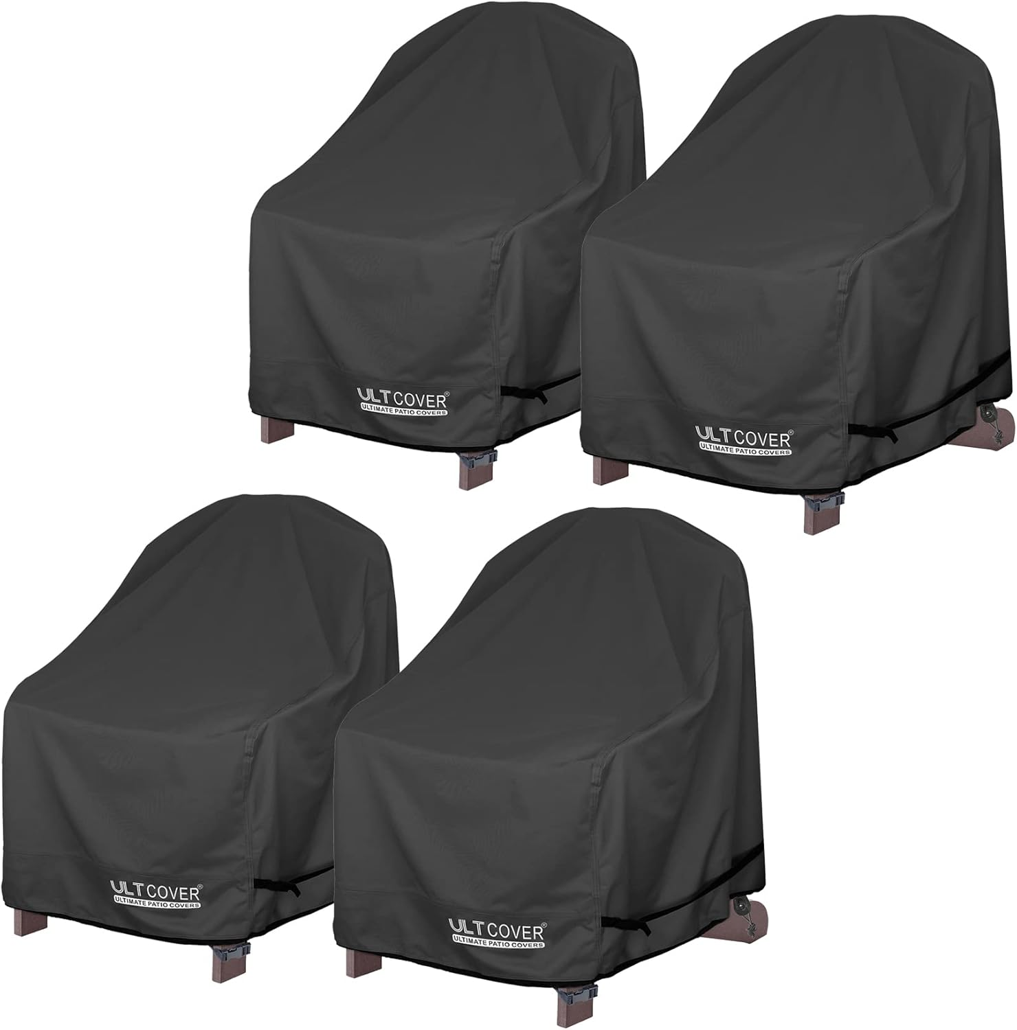 ULTCOVER Waterproof Patio Adirondack Chair Cover 4 Pack for Outdoor Chair Size Upto 32W X 35D X 36H Inch, Black image number 6