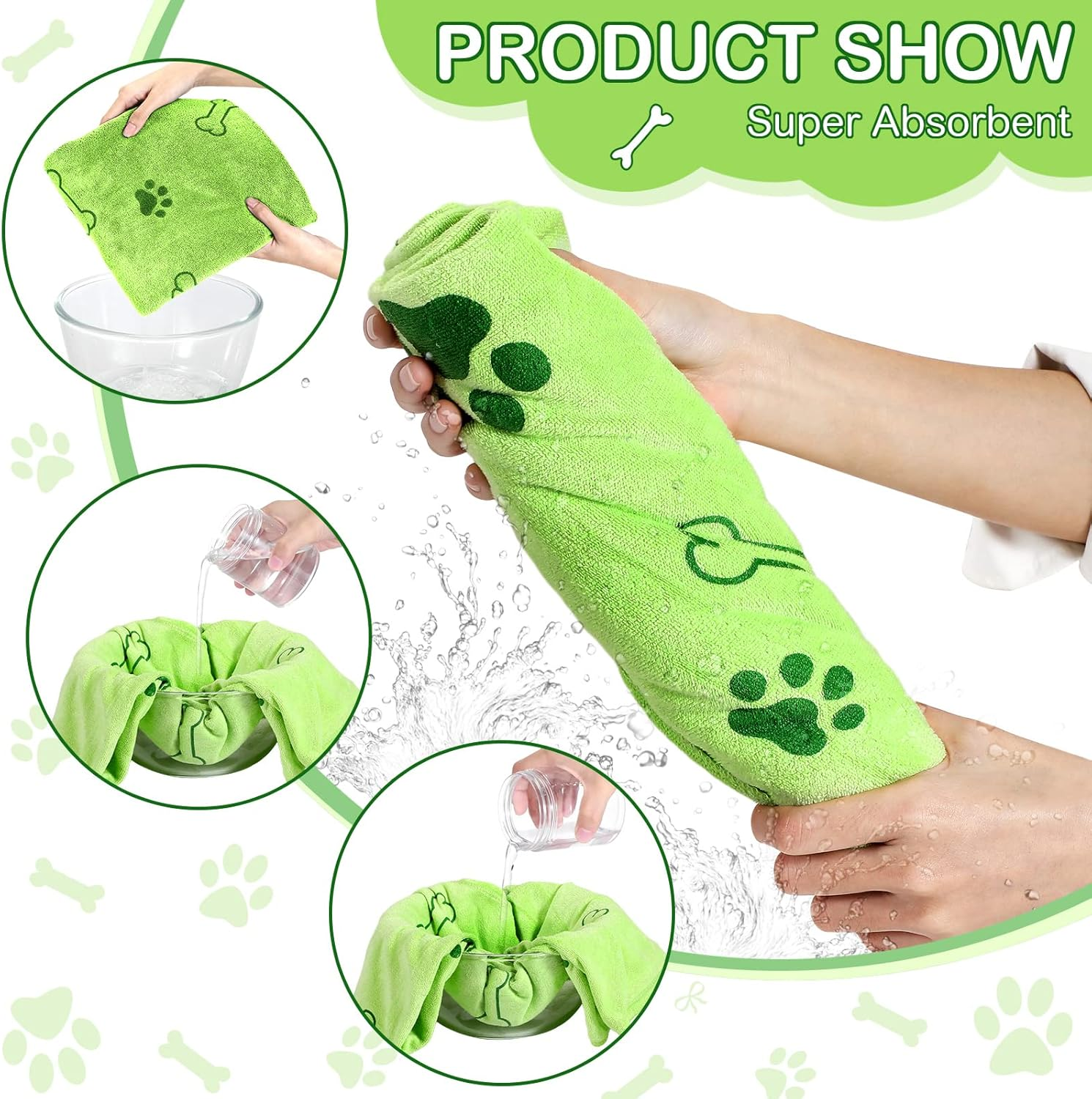 Chumia 8 Pcs Dog Towels for Drying Dogs Cats Pet Towels Bulk Puppy Microfiber Quick Drying Paw Bath Bathing Supplies Absorbent for Medium Pets(Colorful,40 X 24 Inch) image number 5