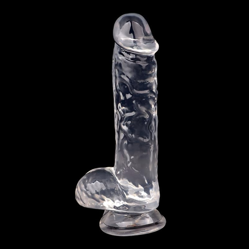 Yukaione Thick Clear Dildo 2.35&ldquo; Diameter 11&rdquo; Long, G-Spot Anal Dildo with Powerful Suction Cups, Red Blue Jelly Soft Real Dildos for Women Couples Male Adult Sex Toys with Strap on Penis Female Sex Toys (Red Green)