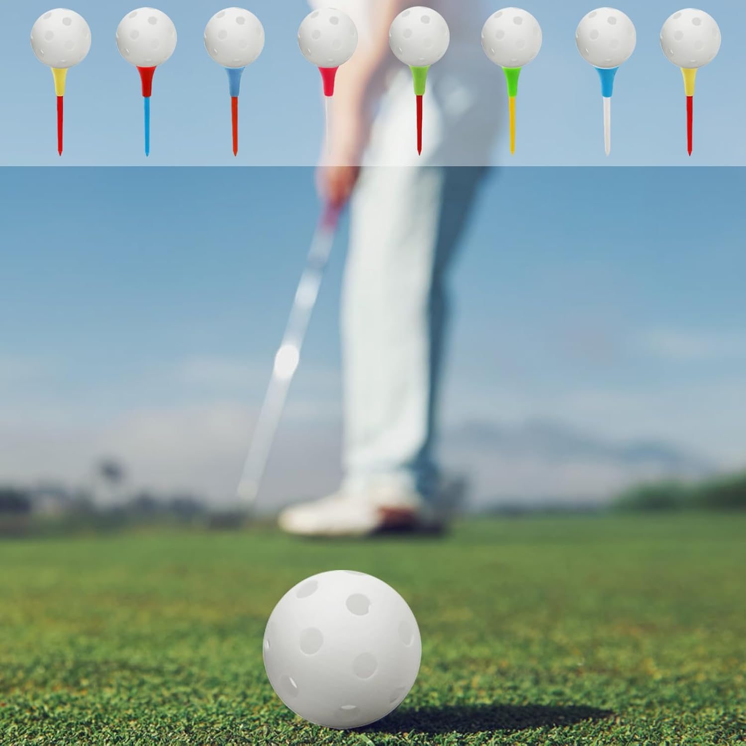 Hiziwimi Plastic 83 Mm Golf Tees, Multi-Colored 3 1/4 Inches Golf Tees with Rubber Cushion Tops, Durable Golf Training Accessories, Ideal as Gifts for Golf Beginners and Enthusiasts