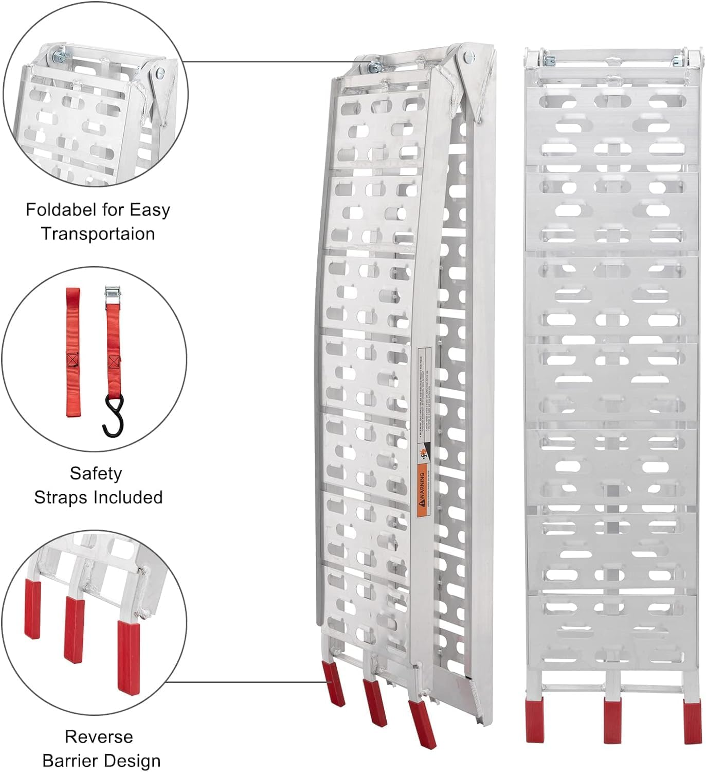 Advwin Loading Ramp 750Lbs/340Kg Capacity 7.5 Ft/2.3M 1PCS Aluminum Folding Ramp for Motorcycles, Atvs, Dirt Bike, Lawn Mowers, Snowblower image number 6