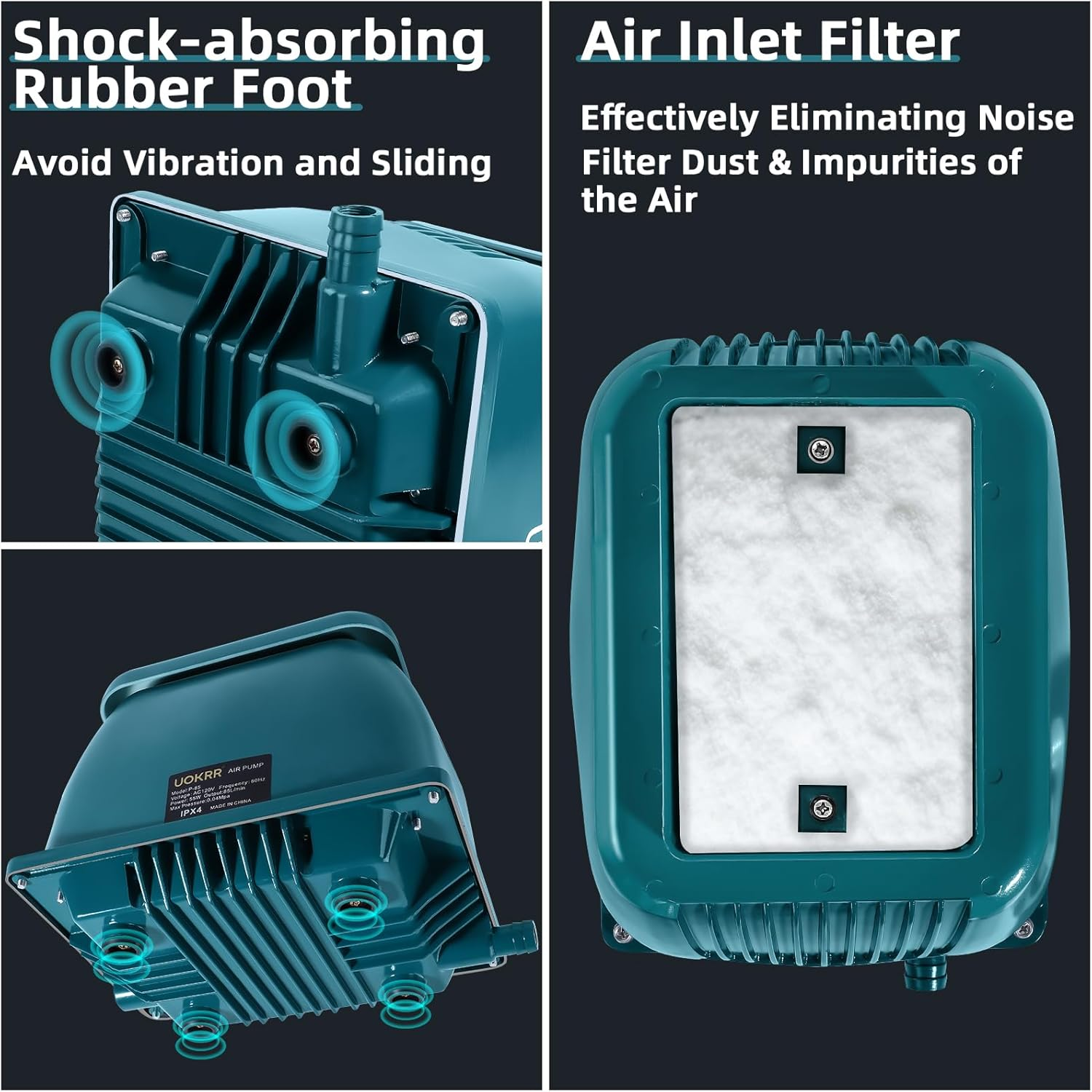 85L Septic Linear Air Pump W/Timer, Pond Aerator Septic Tank System Air Pump Outdoor, Koi Pond Hydroponic Air Pump for Ponds, Aquariums, Waste Treatment, Fish Farm, Seafood Restaurant