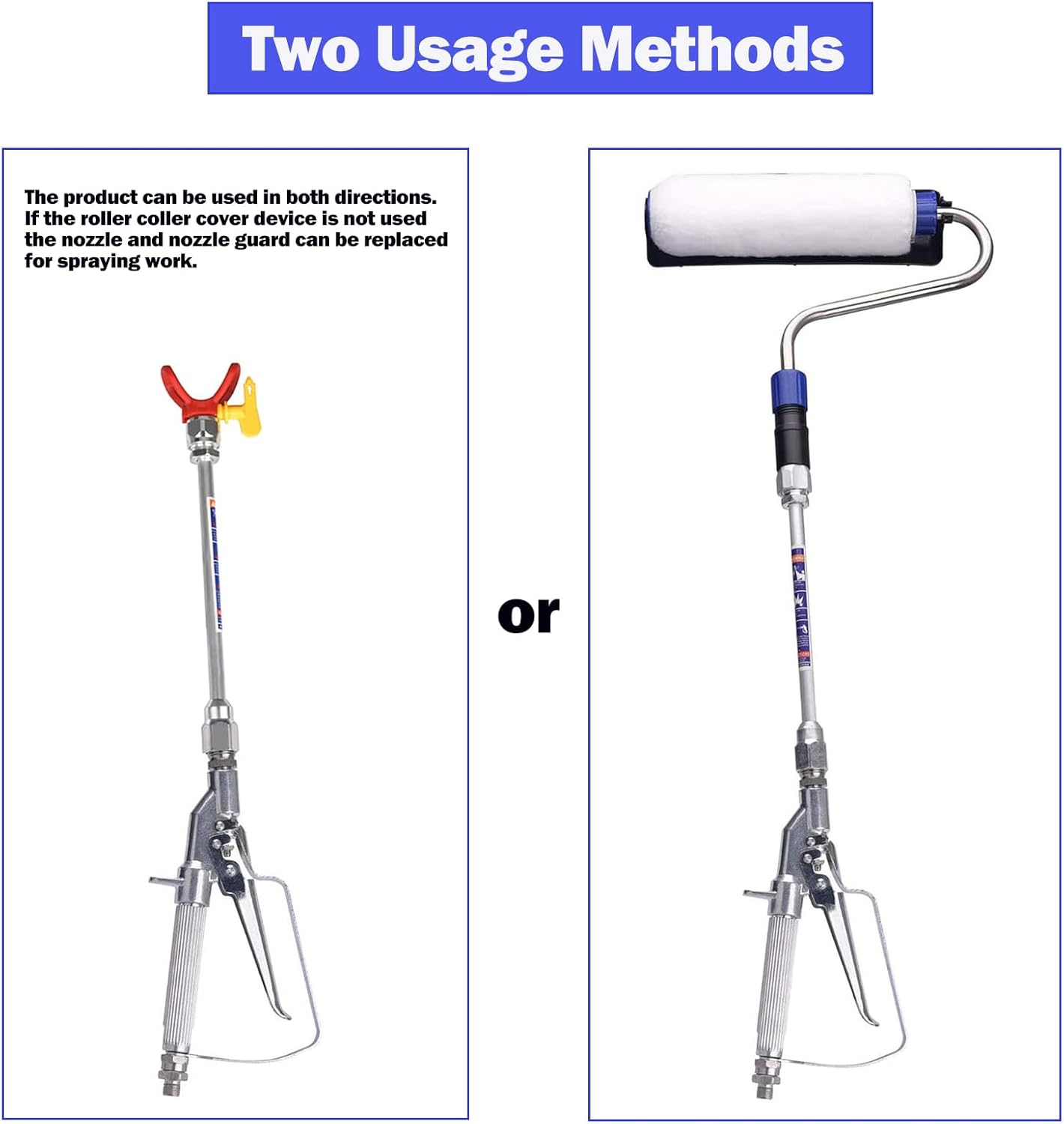 DUSICHIN DUS-133 Power Paint Roller Cover 9 Inch Rotating Painting Tool for High Pressure Paint Spraying Equipment Power Roller 10-Inch Extension Pole 3/4 Nap image number 4