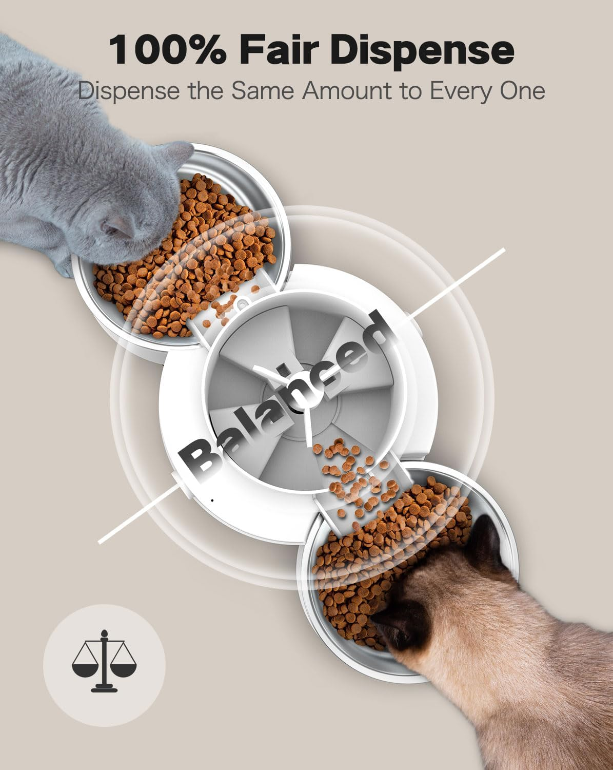 Automatic Cat Feeder for Two Cats - SURDY 3L Cat Food Dispenser Automatic with 2 Stainless Steel Bowls, 10S Meal Call Dual Power Supply and Timer Setting 12 Portions 6 Meals per Day for Cat & Dog image number 6