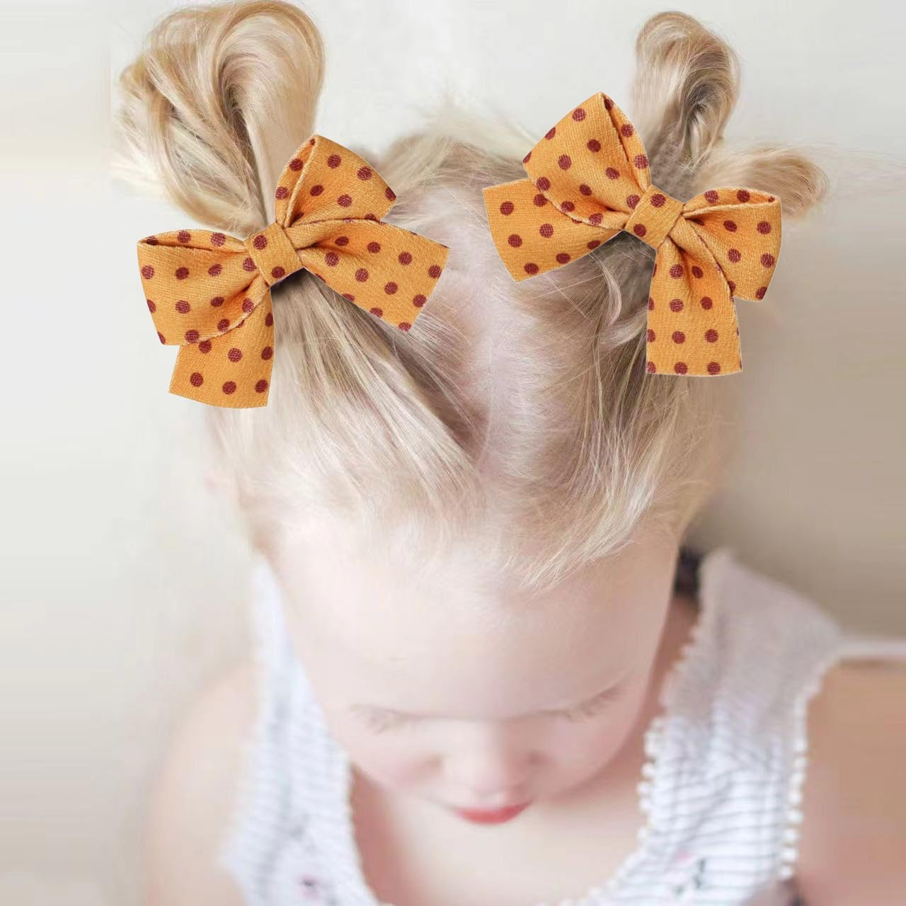 Baby Hair Clips for Girls, Leopard Baby Clip Bows,Toddler Girl Hair Accessories for Kids Fully Lined Polka Dot Alligator Clip Baby Barrettes,Packed in Pairs[K] image number 2