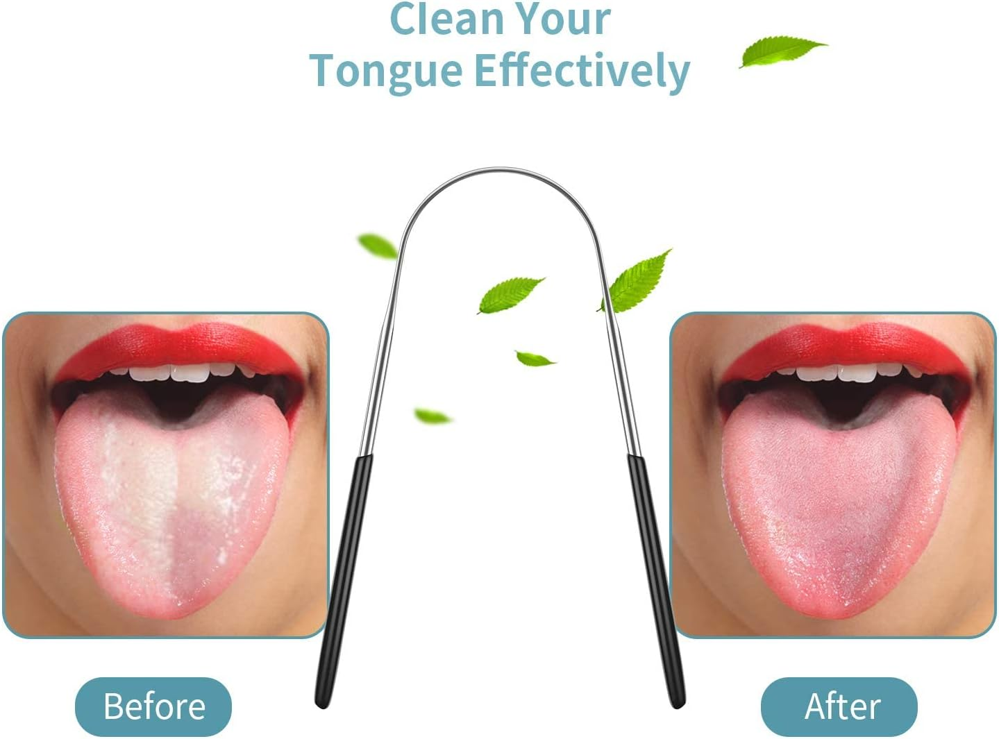 Tongue Scraper Set（4 Pack）, Tongue Scrapers for Adults Kids, Easy to Use and Clean, Help Fight Bad Breath Portable Tongue Scraper Stainless Steel Tongue Cleaners Set with Travel Case image number 6