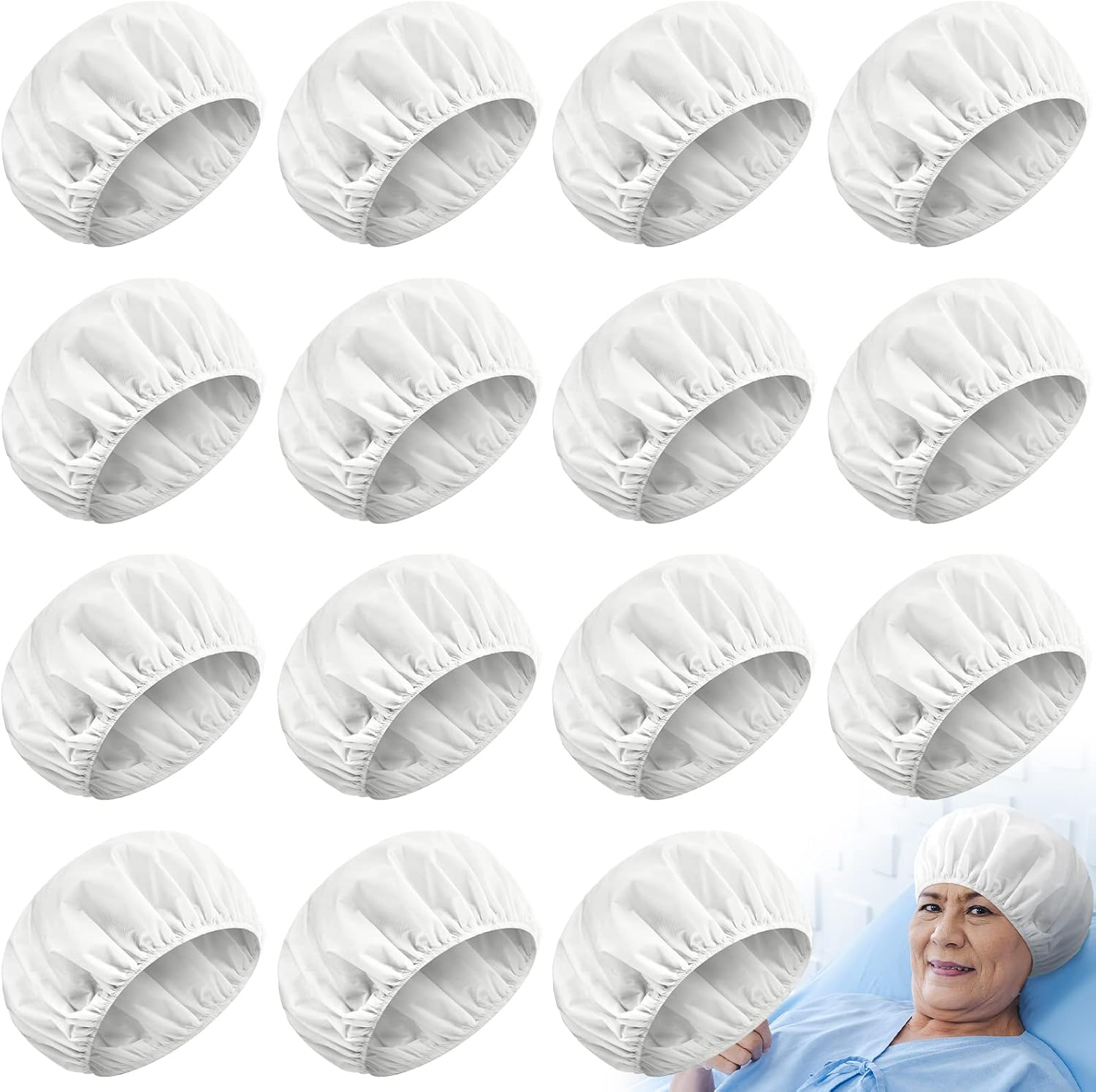 Hicarer 15 Pcs Waterless Shampoo Caps for Elderly Women Bedridden Patients Rinse Free Dry Hair Washing Microwaveable Shower Disposable Dementia Product Essentials for Post Surgery and Hospital Stays image number 3