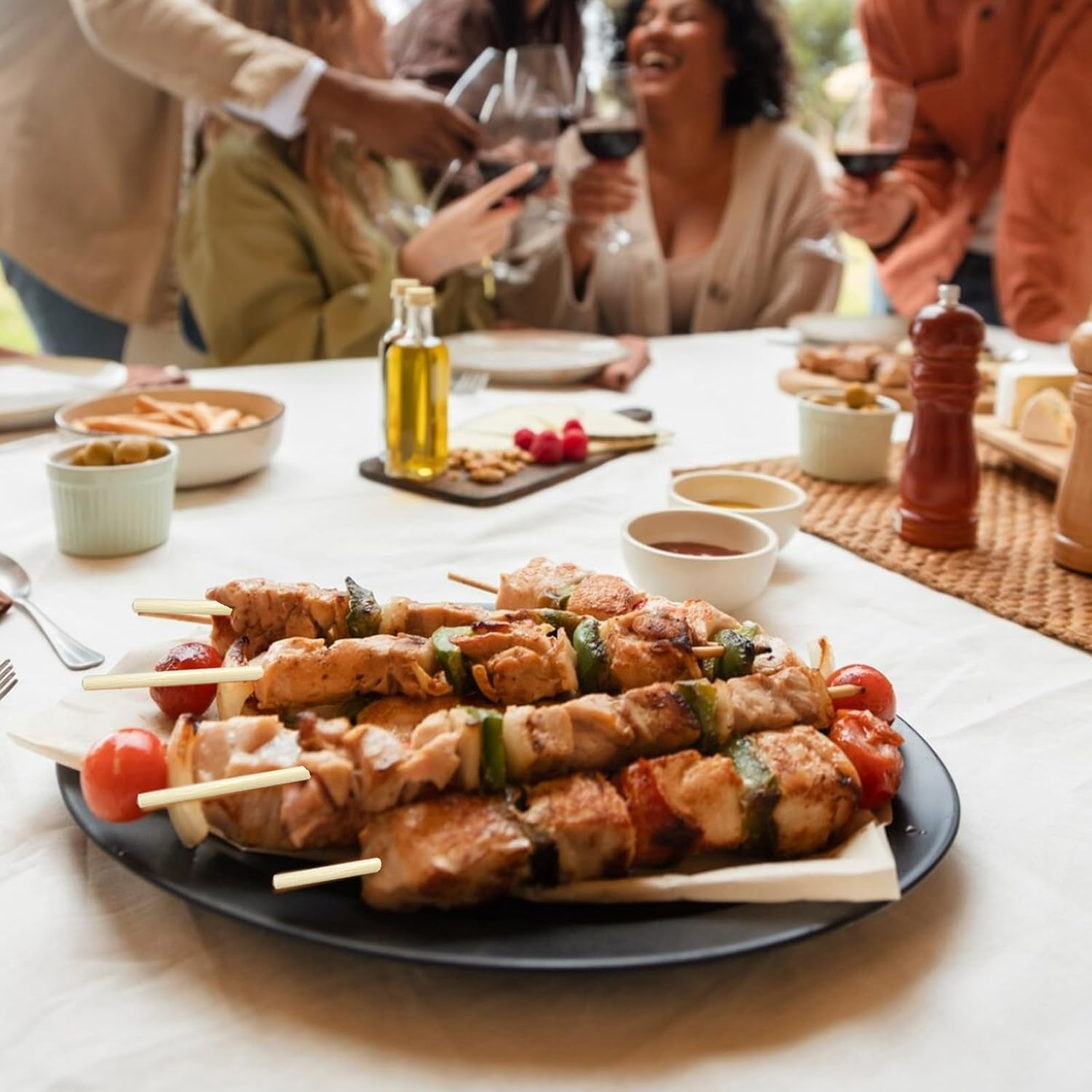 Bamboo Skewers (50 Pack), 14 Inch Wooden Kabob Skewers for Grilling, 5Mm Sturdy Bamboo Kebab Skewer Sticks Shish Kabob Wood Grill Skewer for Barbecue, Appetizers, Food, BBQ Meat, Long Toothpicks image number 3