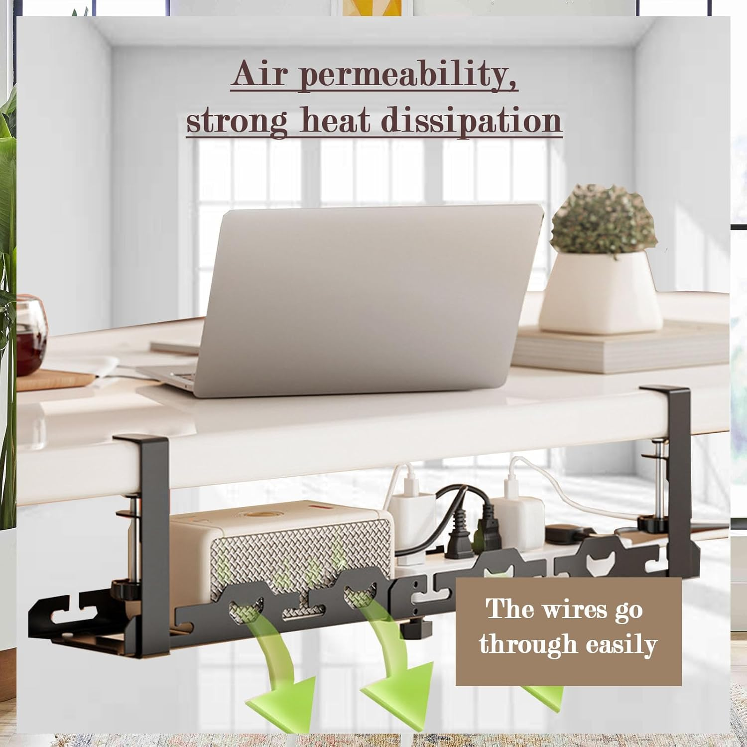 Cable Management,29 Inch under Desk Cable Management for Desk with 15 Cord Organizer,No Drilling Extendable image number 3