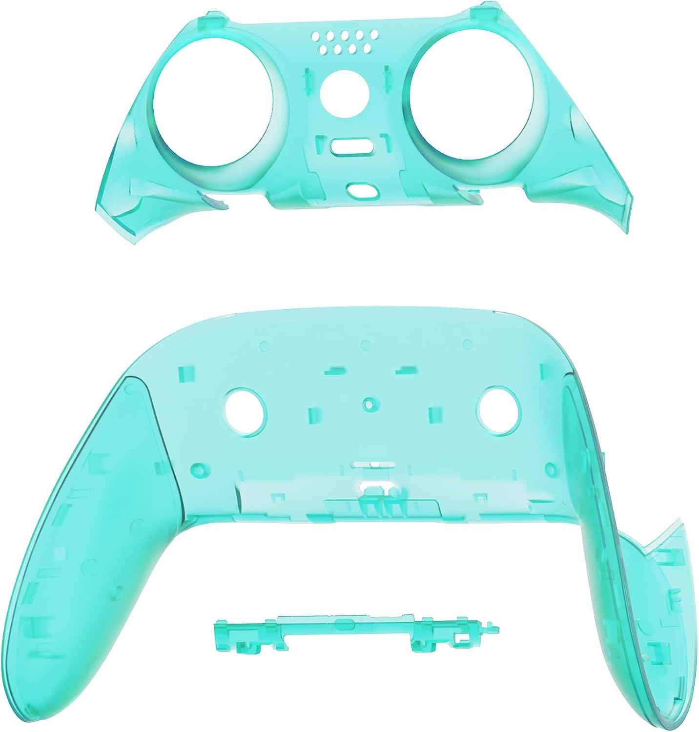 Extremerate Top Bottom Decorative Trim Shell Compatible with Ps5 Edge Controller DIY Replacement Front Back Clip Shell, Custom Emerald Green Plates Cover Compatible with Ps5 Edge Controller - Clear image number 7