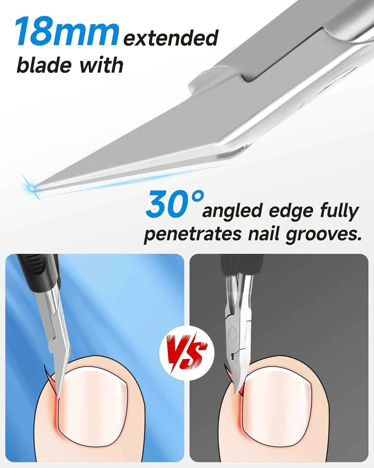 Tisojpod Nail Clippers,Toenail Clipper for Ingrown or Thick Toe Nails,Fingernail Clipper for Men Women Seniors with Stainless Steel Straight Blade Soft Handle Nail Cutter Black image number 4