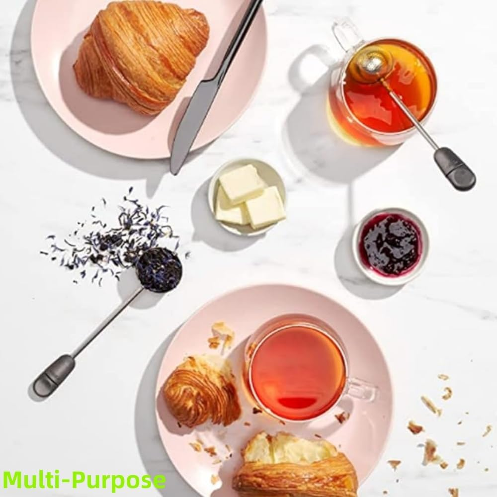 Jindizi Rotating Long Handle Tea Infuser,2Pcs Rotating Long Handle Tea Ball,Handle Twisting Tea Ball Infuser for Loose Tea,Rotating Mesh Twisting Tea Ball Infuser Loose Leaf Tea Infuser Strainer