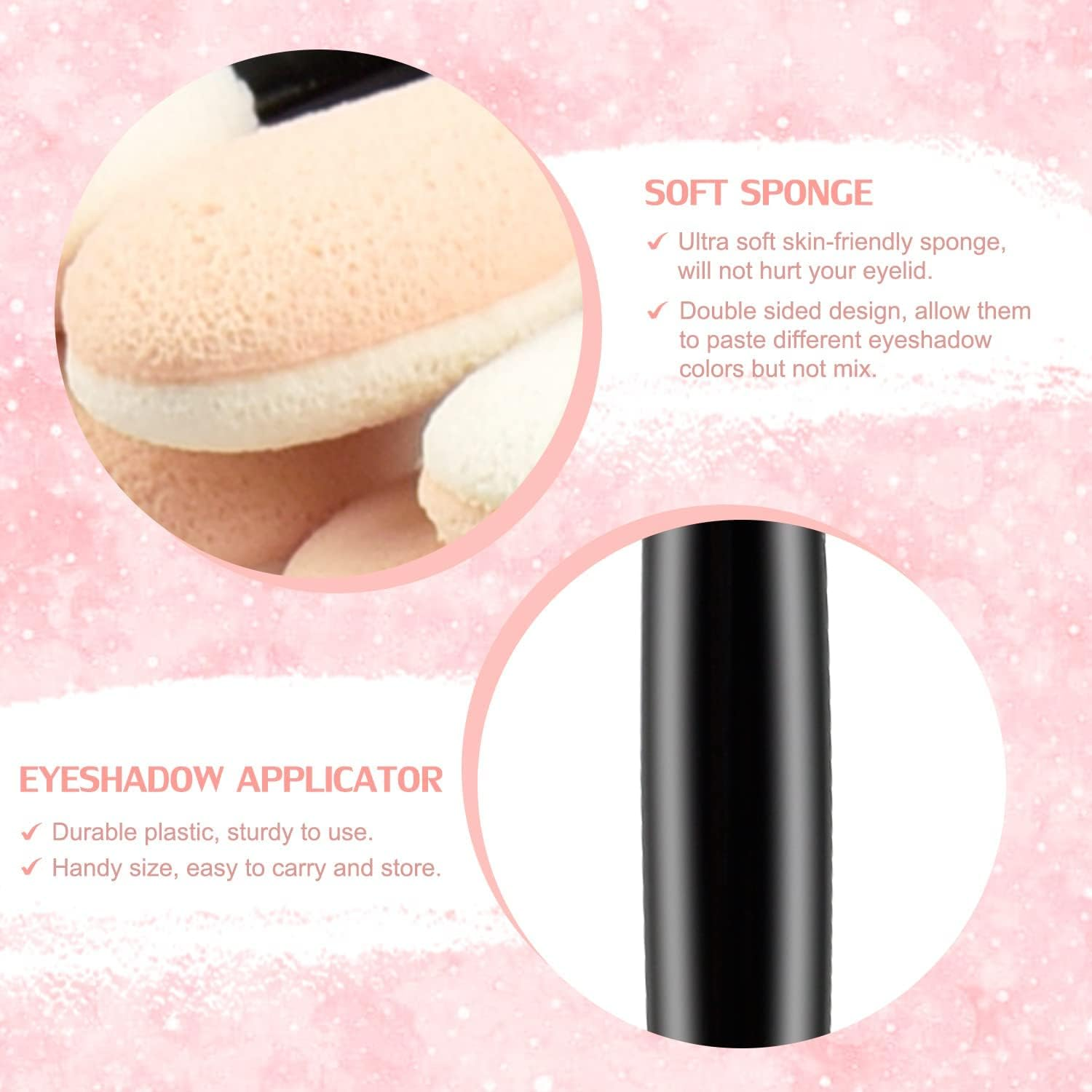 Manqianxun 50 Pack Eyeshadow Applicators, Disposable Eyeshadow Sponge Brush, Double-Sided Eye Makeup Sponge Applicators