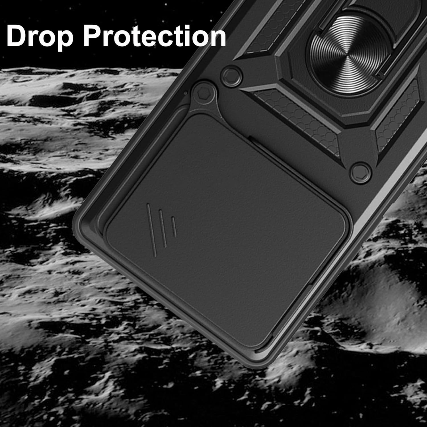 CONAPIKA Case for Oppo Find X9 Pro with 2 Tempered Glass, Heavy Duty Protective Cover Rotating Magnetic Car Bracket Camera Protection Sliding Cover Hybrid Soft Tpu+Hard PC Anti-Scratch Case,Black