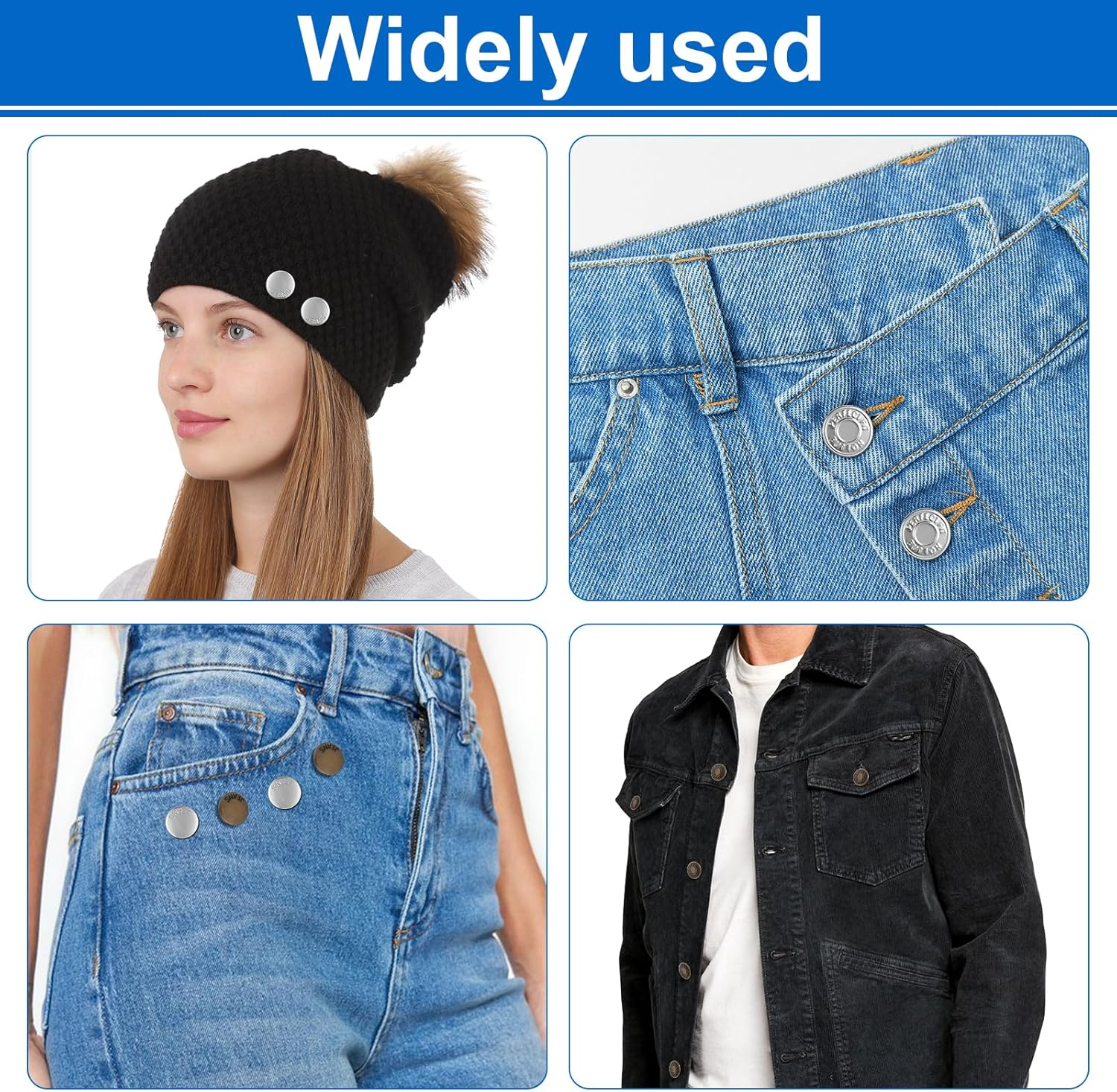 Ceryvop 12 Set Buttons Pin for Loose Jeans, Jeans Button Adjuster for Pants, No-Sew Waist Tightener Pins for Pants, Make Loose Jeans Smaller, Adjustable Pants Button Replacement image number 5