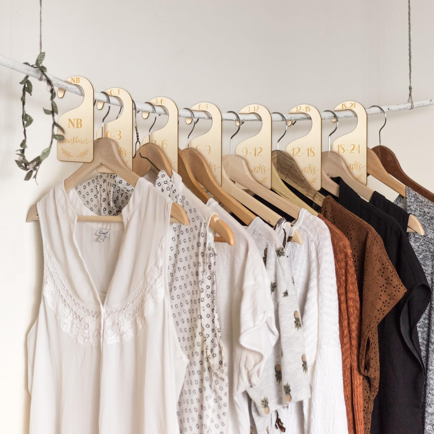 7Pcs Baby Wardrobe Size Dividers Baby Nursery Dividers,Wooden Newborn Wardrobe Divider,Baby Closet Divider Wooden Hanger Divider,Wooden Wardrobe Divider Clothes Divider,Baby Wardrobe Size Dividers image number 1