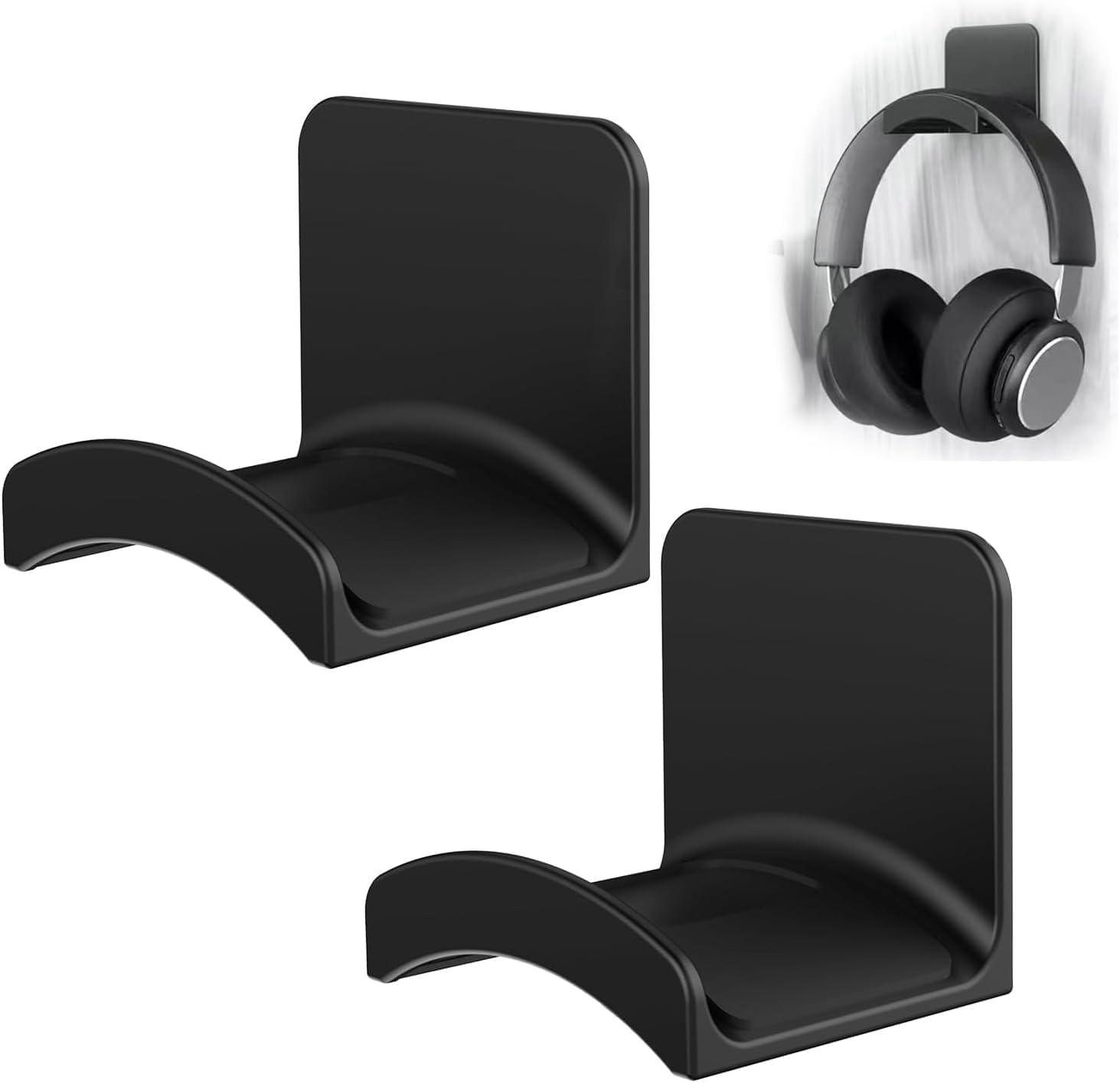 Gaming Earphone Hanger Wall Mount, 2Pack Universal Stick on Adhesive Gaming Earphones Hanger,Universal Desk Wall Mount Adhesive Hanger for Gaming Earphones, Black image number 4