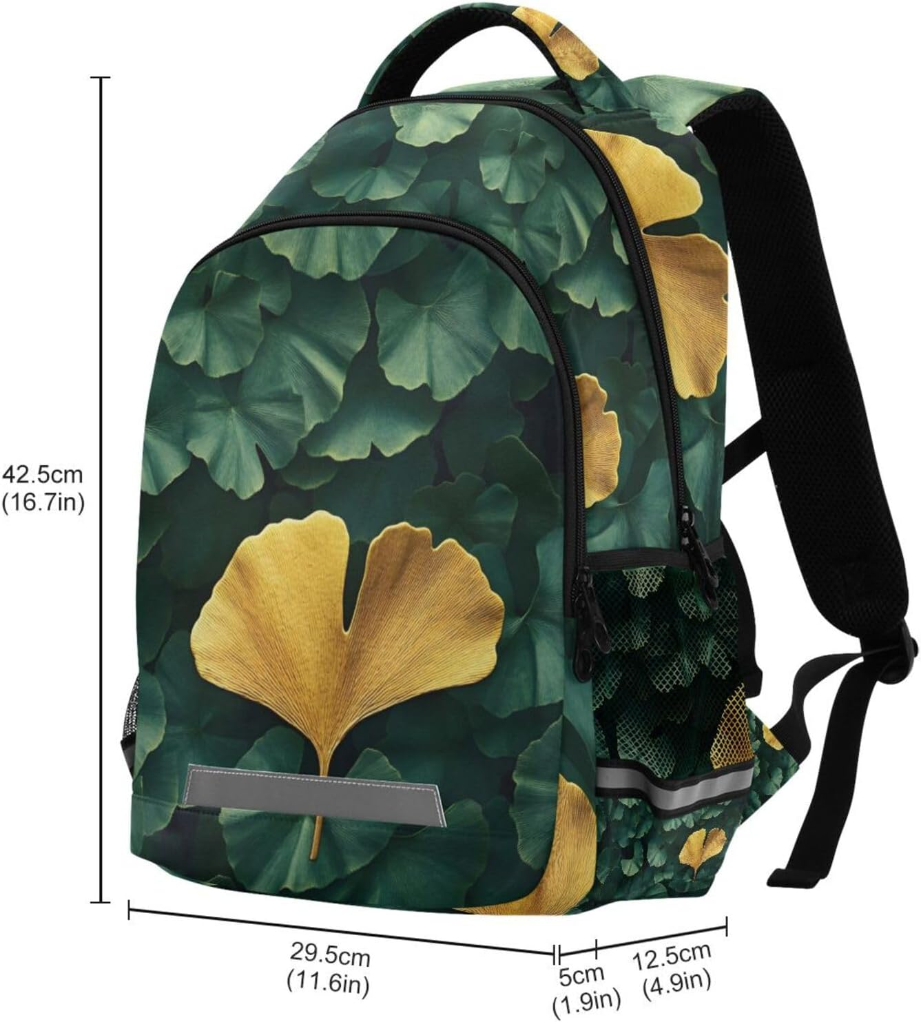 AIXIWAWA Travel Backpack (Ginkgo Green Gold) for Women Men, Laptop Backpack Daypacks with Padded Straps and Back 11.6&times;4.9&times;16.7 IN, Multicolor, 11.6&times;6.9&times;16.7Inch image number 5