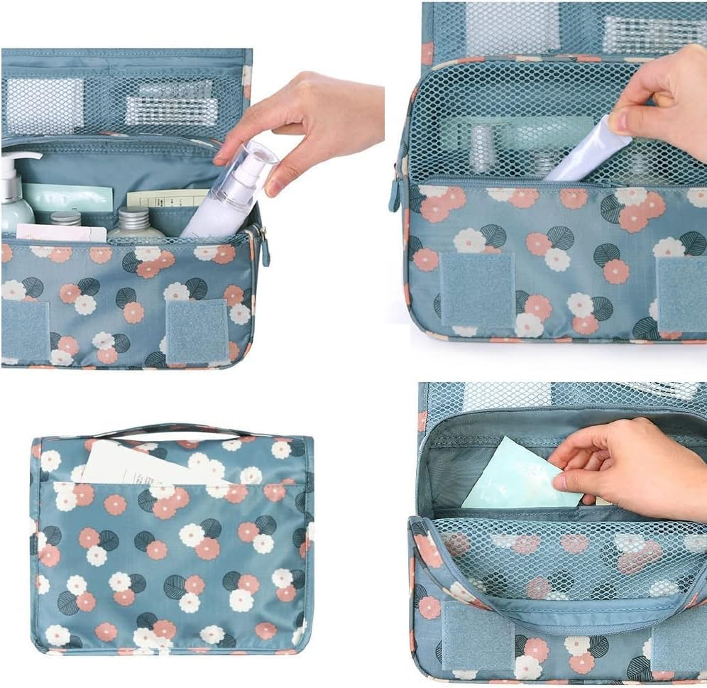 Hanging Foldable Travel Toiletry Bag, 1Pc Hanging Travel Toiletry Bag with Hook, Hang Travel Makeup Organizer Toiletries Bag for Women