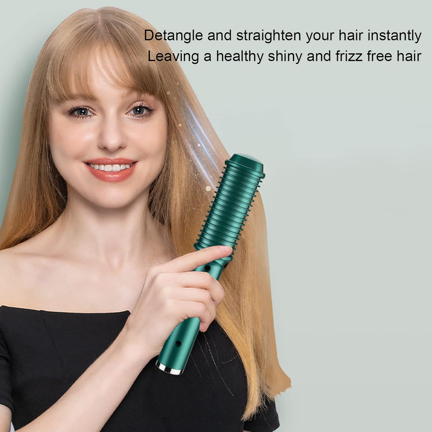 Cordless Hair Straightener Brush, USB Rechargeable Hot Styling Brush, Fast Heating Hair Curling and Straightening Tool, Portable Professional Comb for Travel and Home Use image number 4