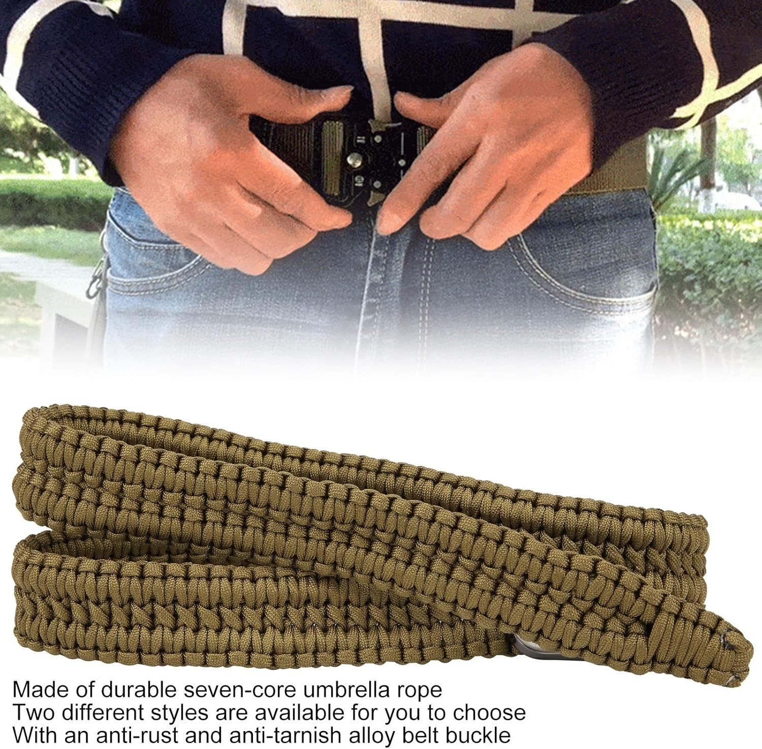Adventure Belts, Umbrella Rope Belt, Anti‑Rust Hunting Use for Outdoor Camping Wilderness Survival(Olive Green) image number 5