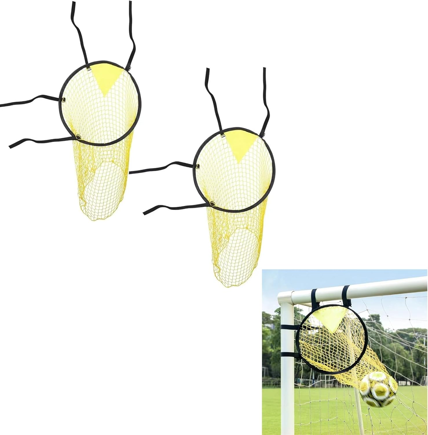 2Pcs Portable Foldable Soccer Target Goal Net Set - Improve Shooting Accuracy - Outdoor Football Training Equipment for Field Throwing Target image number 1