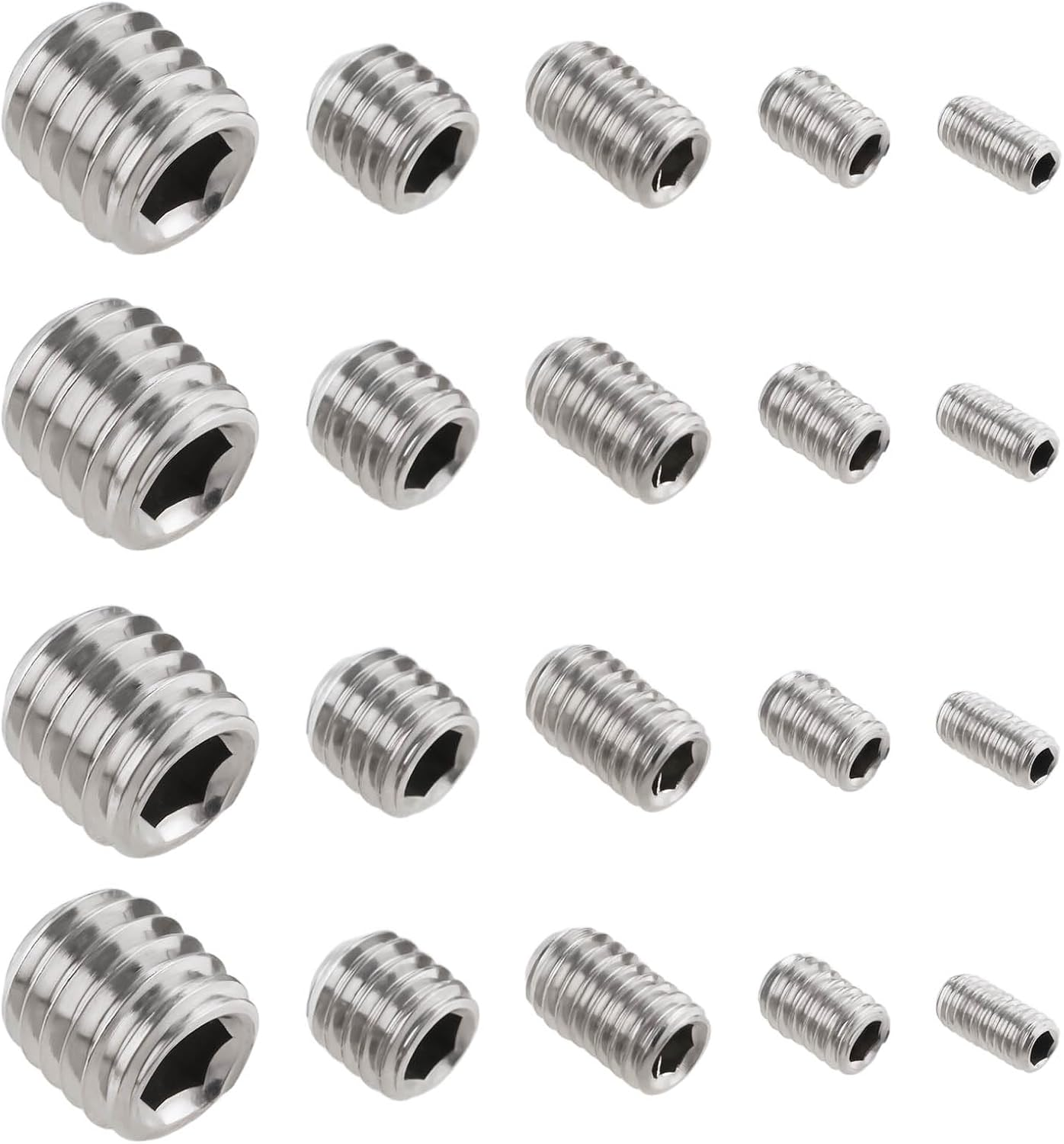 20Pcs 304 Stainless Steel Hexagon Socket Head Cap Screws Set M3 M4 M5 M6 M8 Hex Bolt for Toilet Roll Holder Grub Screws Silver image number 3