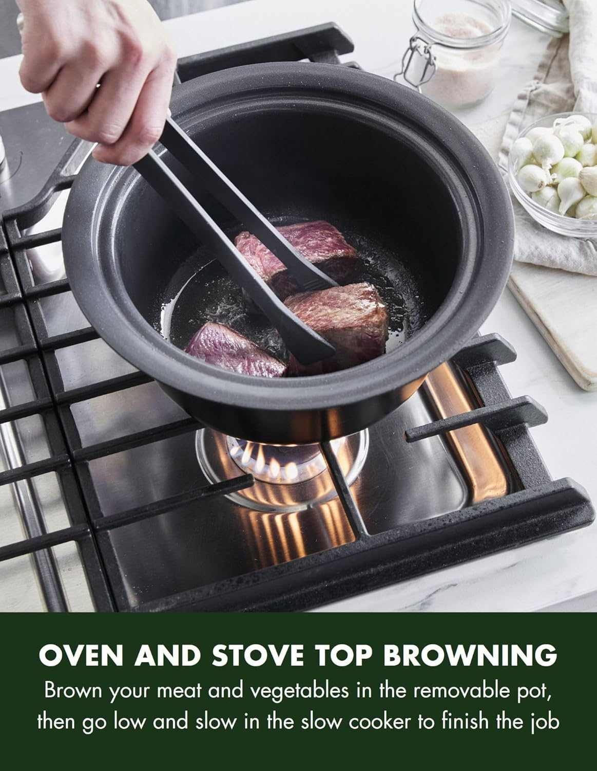 Greenpan Bistro 3.7L Slow Cooker with Glass Lid, Multifunction Presets, Hard Anodized Pfas-Free Removeable Nonstick Crock, Dishwasher Safe, Auto Warm, Delay Timer, Stews, Reheat, Stainless Steel