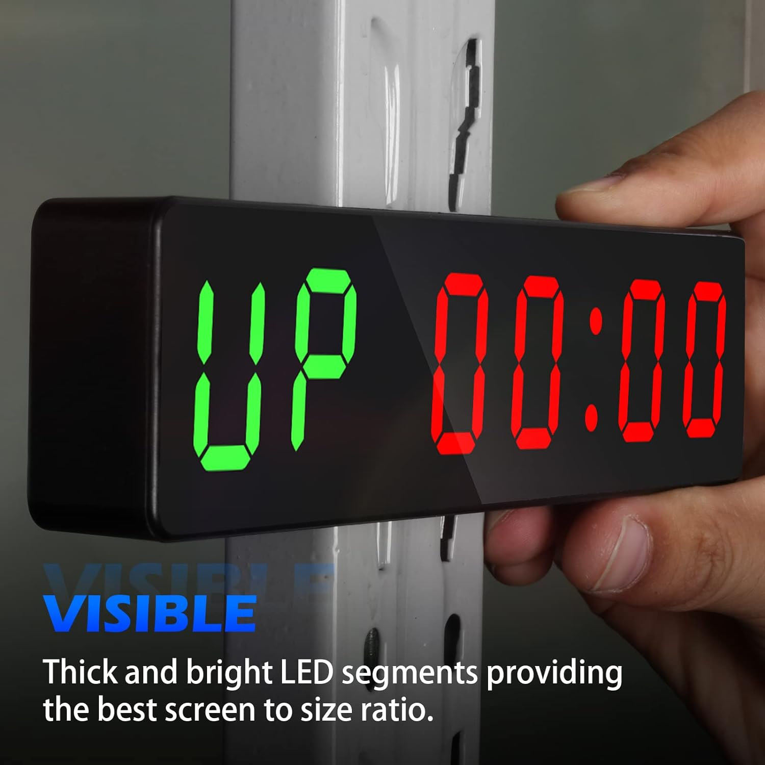 Gym Timer, Portable, Interval Timer with Rechargeable Battery and Built-In Magnet, LED Digital anti Vertigo Display, Upgraded Workout Clock for Home Gym Garage Fitness(1" Black 2) image number 5