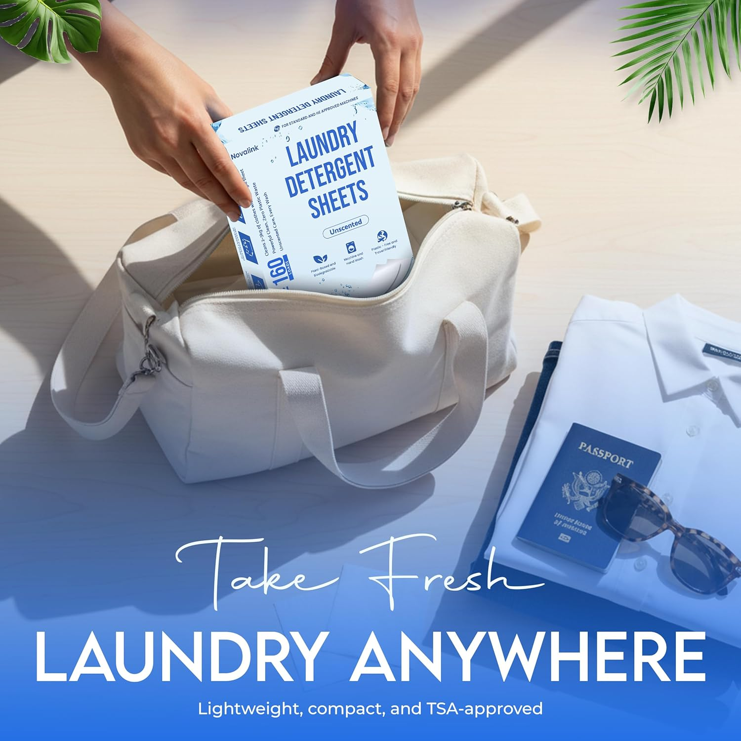 80 X Sensitive Laundry Detergent Sheets - Plastic-Free, Plant-Based & Biodegradable Laundry Sheets, Best Smell, Travel-Friendly for Hand & Machine Wash - Unscented image number 5