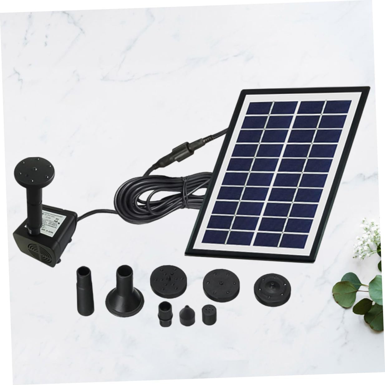 Luxshiny Solar Floating Fountain Pump Miniature Garden Aerobic Water Circulation for Fish Tank Outdoor Landscape Bird Bath Decor Black image number 5
