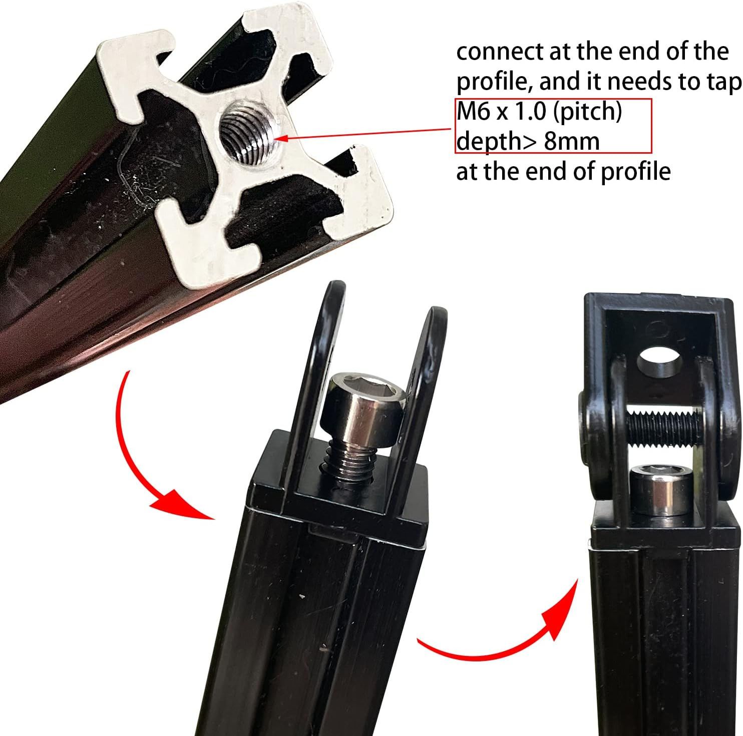 BLCCLOY 4 Sets Black 2020 Aluminum Extrusion Pivot Hinge Swivel Degree Angle Bracket with Handle for 20 Series 20/20 2040 V T Slot Extruded Aluminum Profile Hardware Connector image number 1