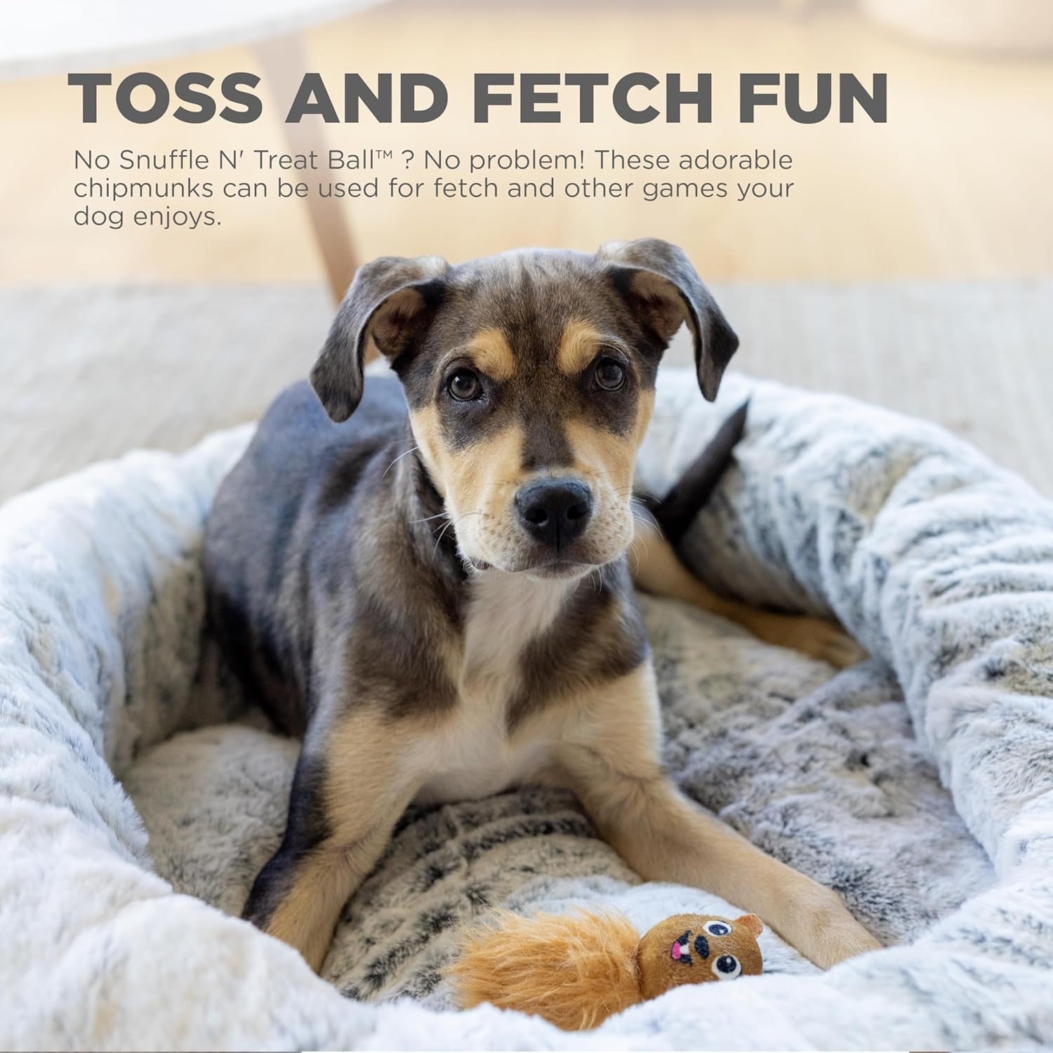 Outward Hound Nina Ottosson Plush Replacement Chipmunk Toys for Snuffle N' Treat Dog Ball Puzzle - 3 Pack image number 3