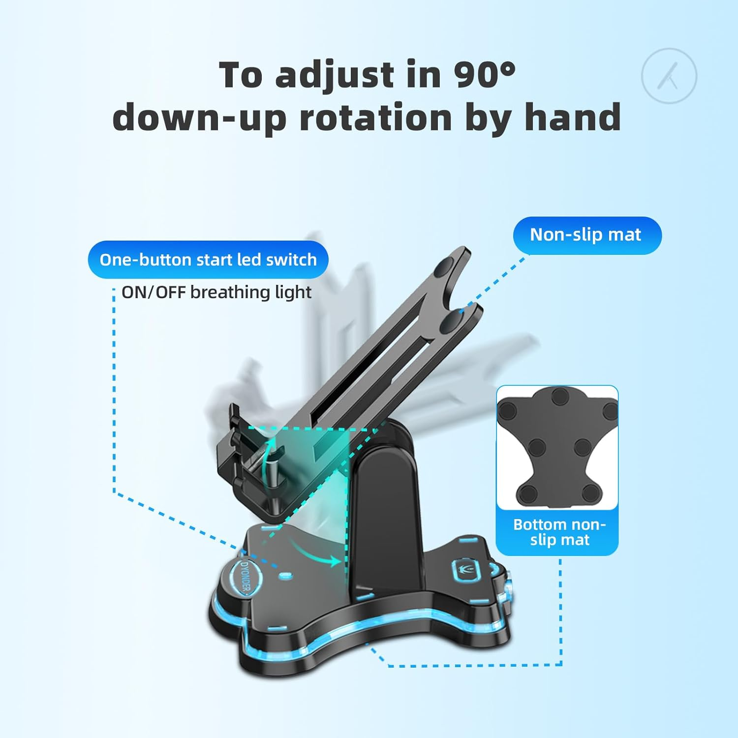Charging Stand for Switch/Lite/Oled, Portable Foldable Non-Slip Bracket, Adjustable Charging Stand, with Type C Charger Port (Black) image number 2