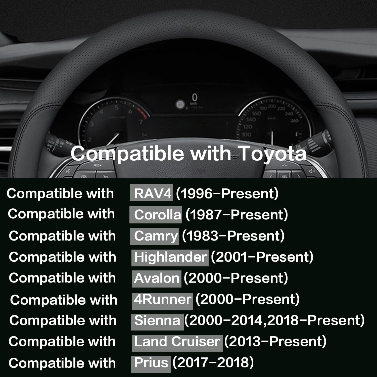 Car Steering Wheel Cover Compatible with Toyota RAV4 Camry Highlander 14.5-15 Inches, Ultra-Thin Design Premium Nappa Leather (Black-A) - Black And Red-B image number 5