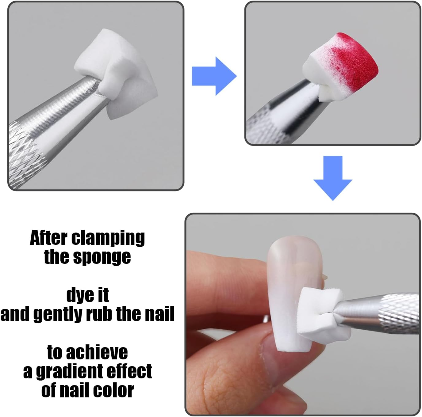 150 Pieces Nail Sponges, 1 Piece Tweezers, Mini Square Sponges, Nail Brush Shadow, Nail Art Tools, Sponge Brushes, Nail Art Tools image number 3