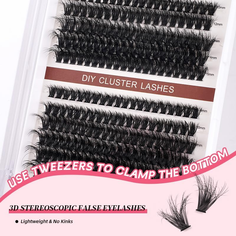 Natural Lash Extension Kit 240Pcs Lash Clusters Kit Eyelash 8-16MM Individual with Bond and Seal Glue and Eyelash Tweezers DIY at Home by Chilvure image number 3