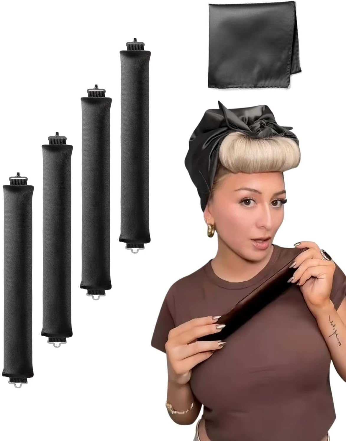 Migugaga Heatless Hair Curler to Sleep Heatless Curls Overnight Blowout Rods Headband No Heat Curlers Curling Set, Jumbo Rods Foam Hair Rollers for Fine Thin Hair Big Curls Styling Tools