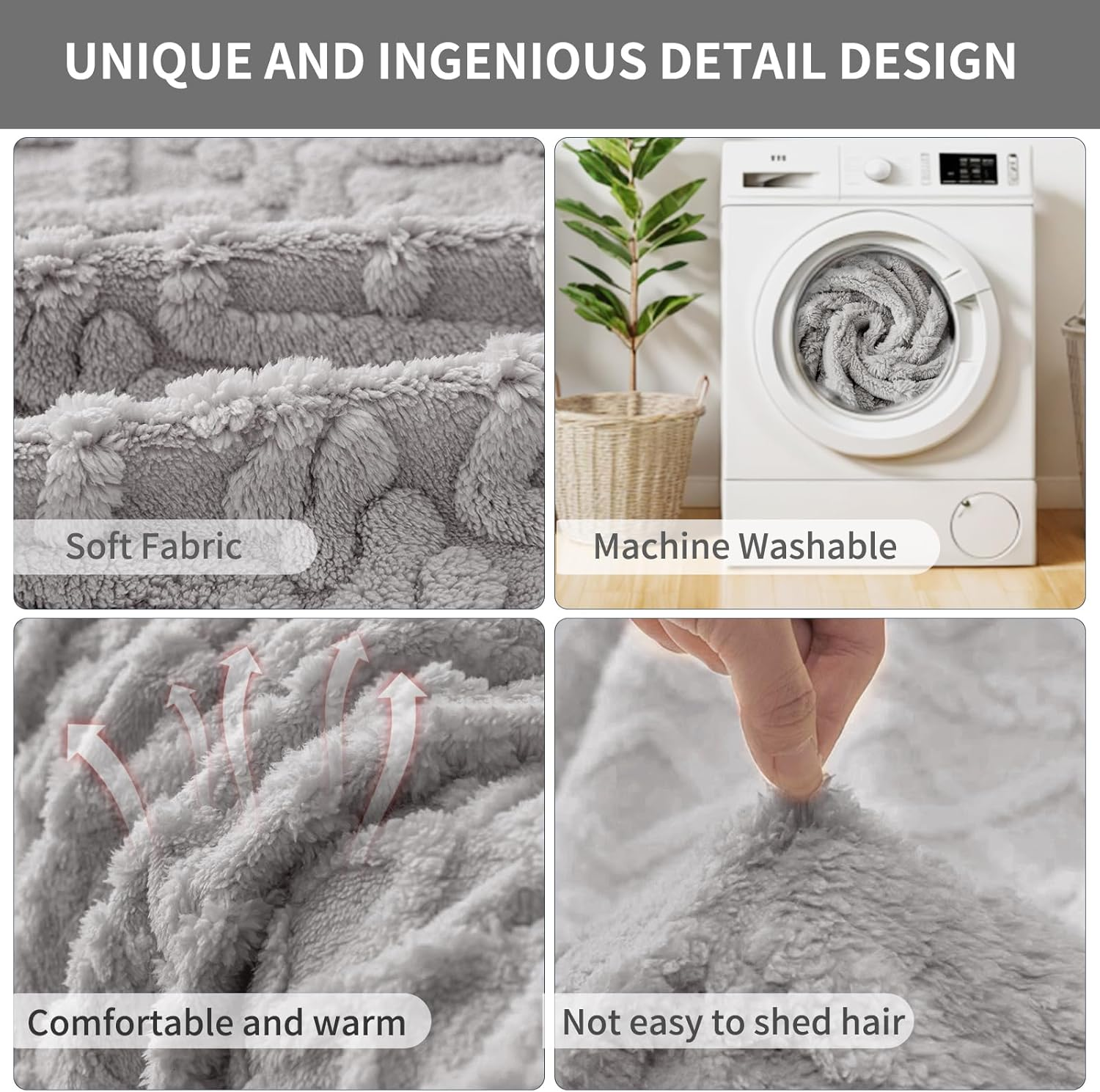 Ksriylm Light Grey Fluffy Sofa Covers Chenille Couch Covers for 3 Cute Couch Cushion Covers Pet Protector Winter Couchcover Loveseat Cover Multi-Functional Throwcover, 180 * 300CM(71" X118") image number 4