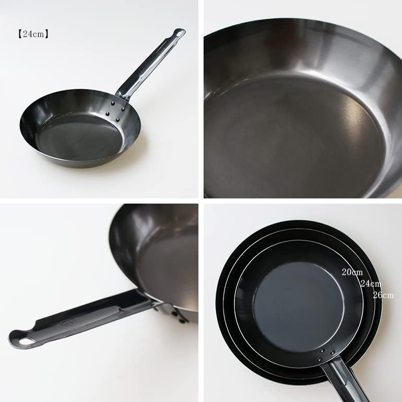 Kobo Aizawa 70374 Iron Frying Pan, Black Pepper, 9.4 Inches (24 Cm) image number 4
